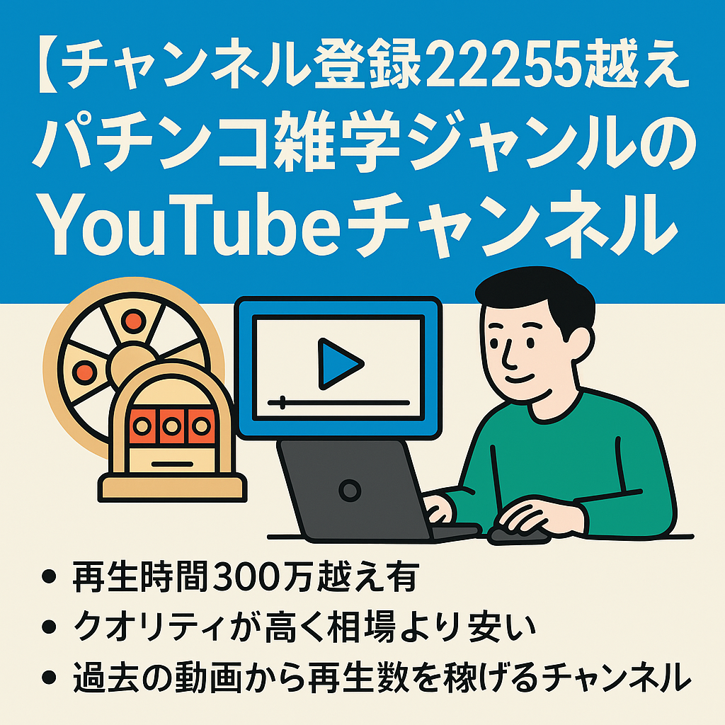【チャンネル登録22255越え】パチンコ雑学ジャンルのyoutubeチャンネル！外注・運用マニュアル全て引き継ぎ