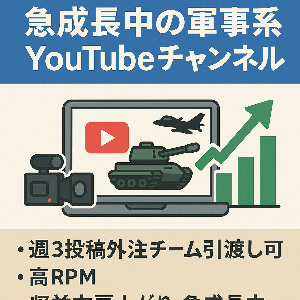 直近月間収益50万円越え】急成長中の軍事系YouTubeチャンネル【属