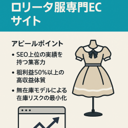 ロリータ服専門ECサイト。SEO2位、粗利率50%越え、無在庫ECサイトで安定的な収益を！