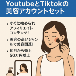 【最大月額売上474万円】YoutubeとTiktokの美容アカウントセット(オリジナル運用)