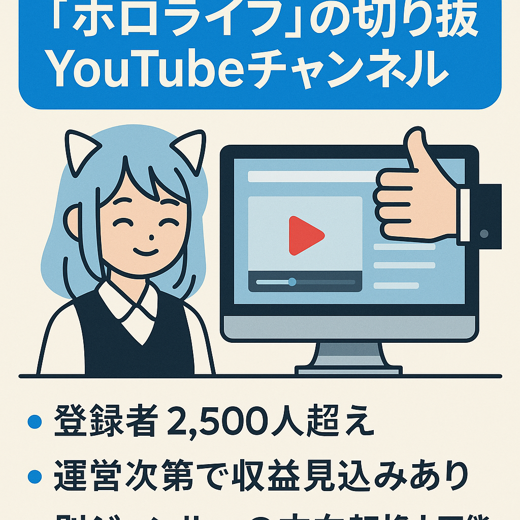 訳あり：収益見込める「ホロライブの切り抜きYouTubeチャンネル」