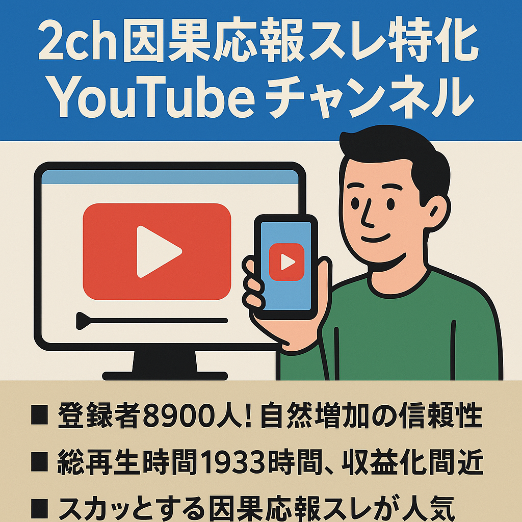 【登録者8900人！ショート動画実績】2ch因果応報スレ特化YouTubeチャンネル
