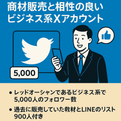 【ビジネス系フォロワー5,000人】商材販売と相性の良いビジネス系Xアカウント