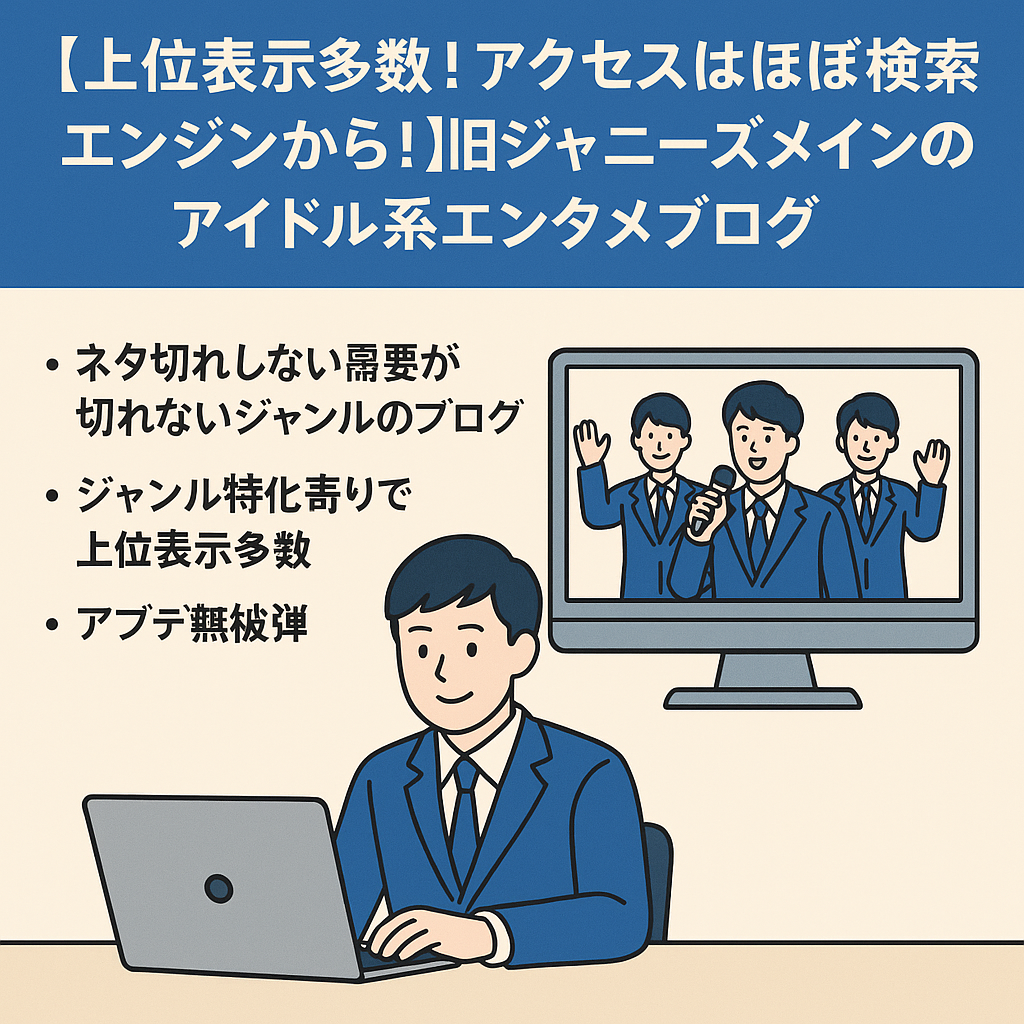 【上位表示多数！アクセスはほぼ検索エンジンから！】旧ジャニーズメインのアイドル系エンタメブログ！