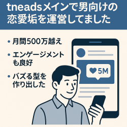 【月間表示数500万】threadsメインで男向けの恋愛垢を運営してました