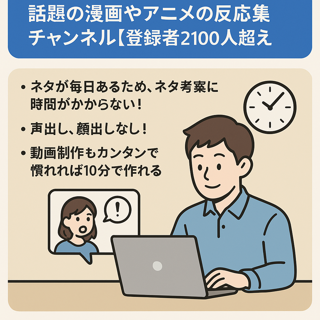 【月利10万目前】話題の漫画やアニメの反応集チャンネル【登録者2100人超え】