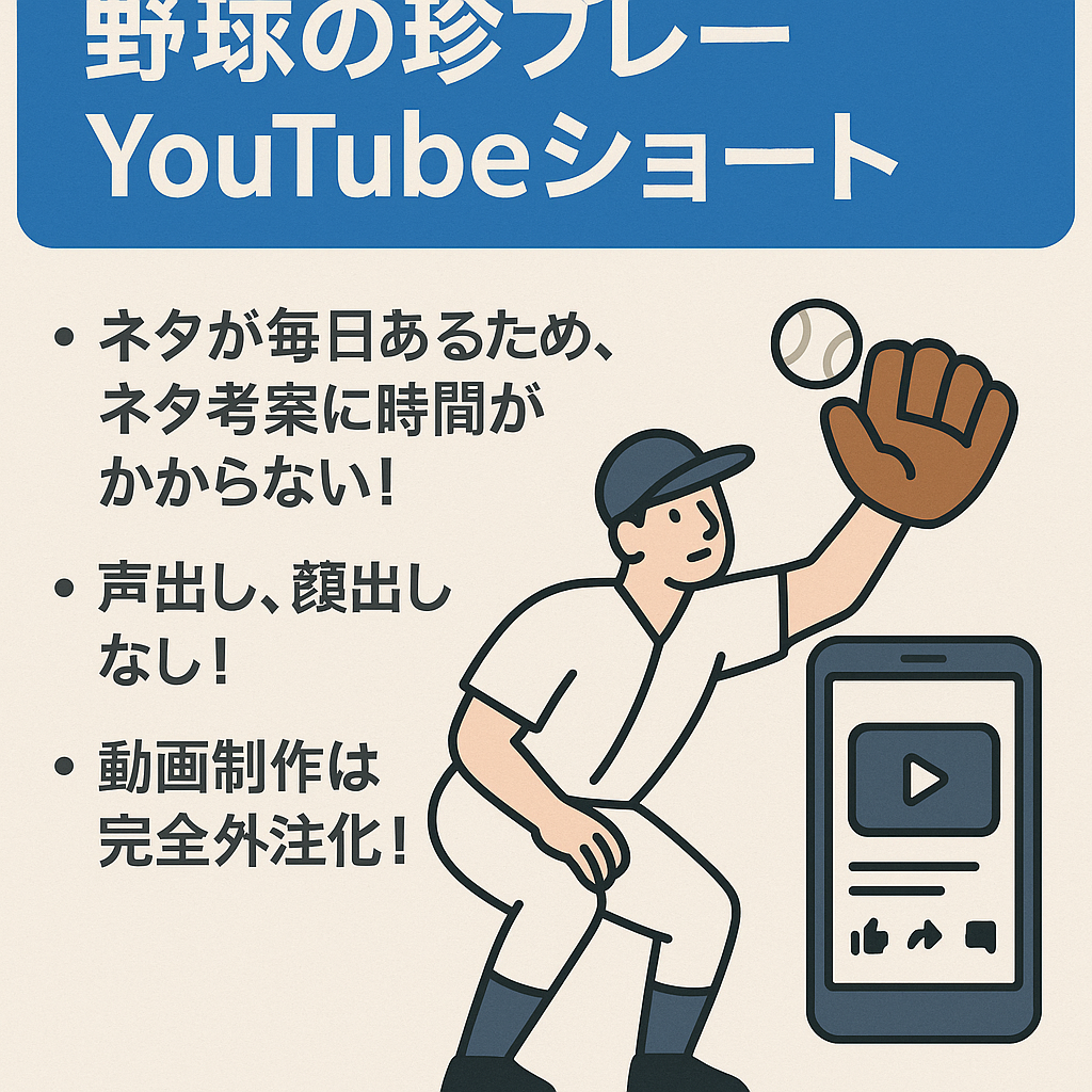 【ゼロコスト高利益】野球の珍プレーYoutubeショート【登録者3200人超え】