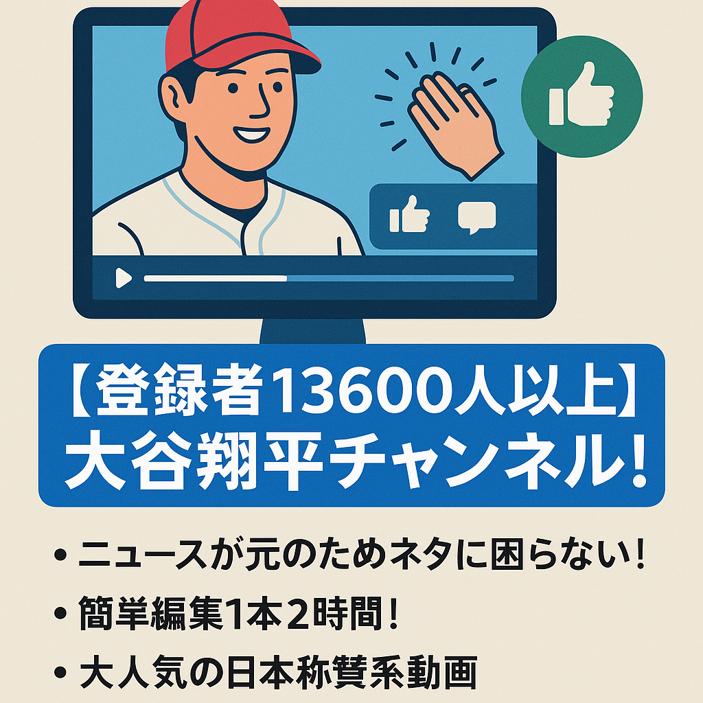 【登録者13600人以上】大人気の大谷翔平チャンネル！【完全非属人性】MLB海外の反応　2024年平均月収益163,000円
