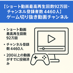 【ショート動画最高再生回数92万回・チャンネル登録者数 4460人】ゲーム切り抜き動画チャンネル