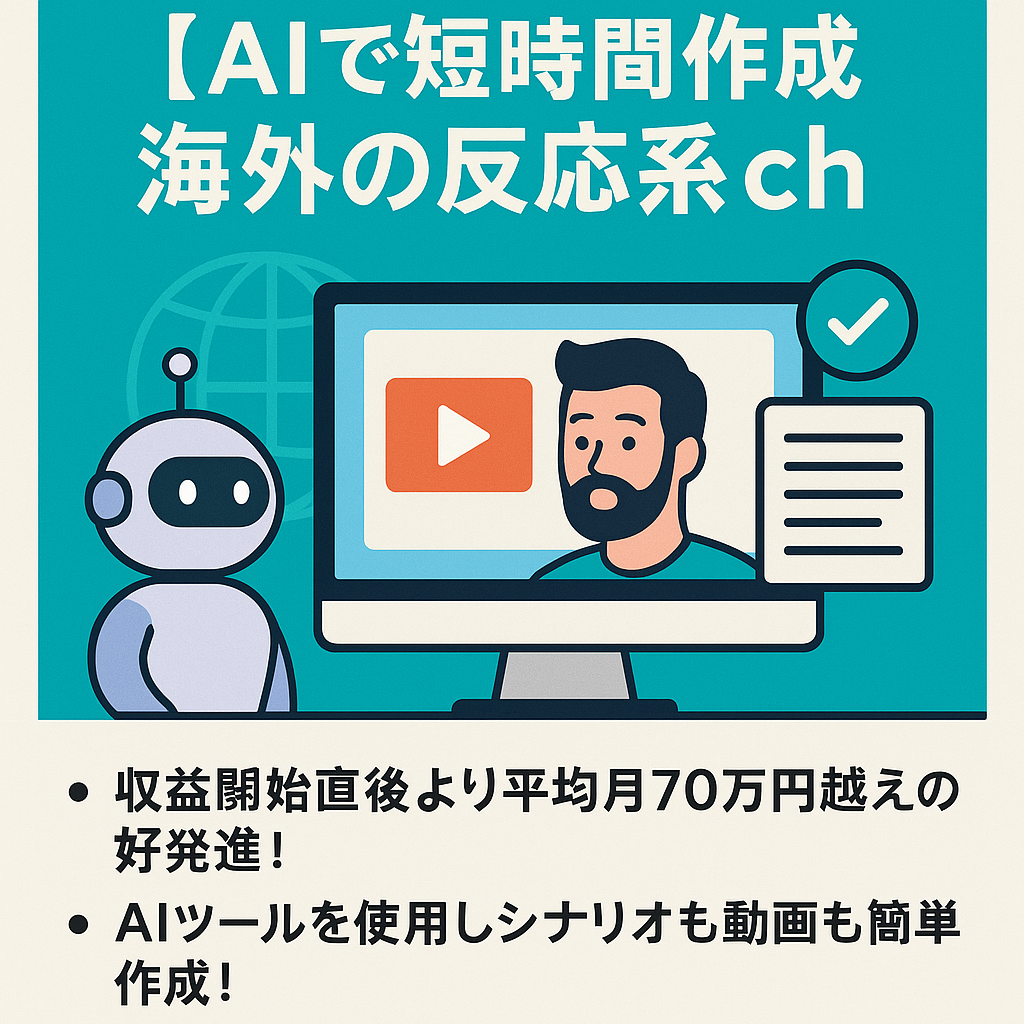 【AIで短時間作成】非属人性・ 流行りの海外の反応系ch ・収益開始直後から好発進！！